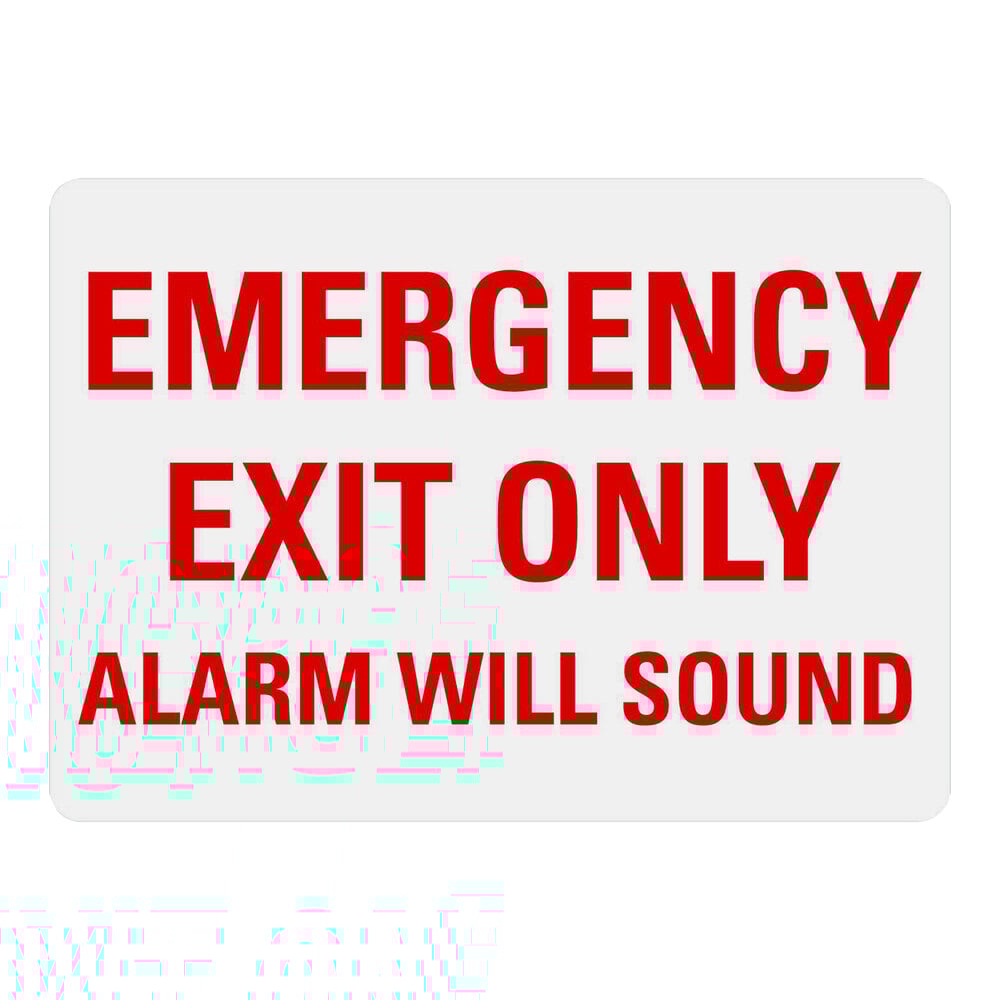 Lavex 10" x 7" Non-Reflective Adhesive Vinyl "Emergency Exit Only / Alarm Will Sound" Safety Label