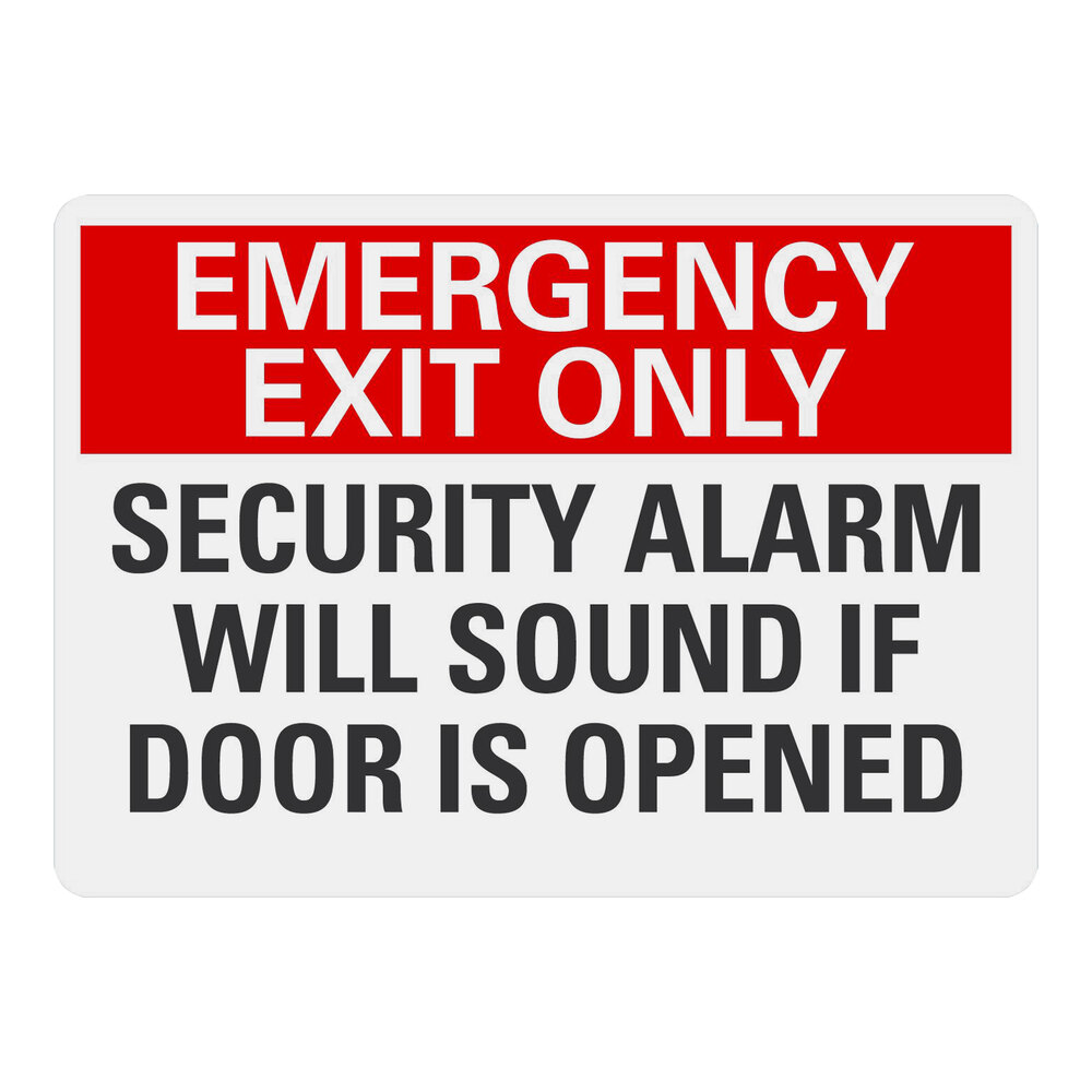 Lavex 7" x 5" Engineer-Grade Reflective Adhesive Vinyl "Emergency Exit Only / Security Alarm Will Sound If Door Is Opened" Safety Label