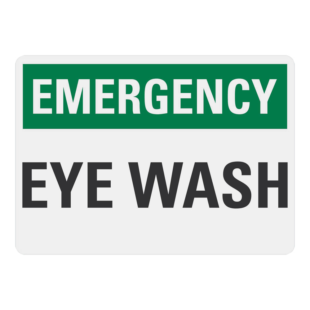Lavex 10" x 7" Non-Reflective Adhesive Vinyl "Emergency / Eye Wash" Safety Label
