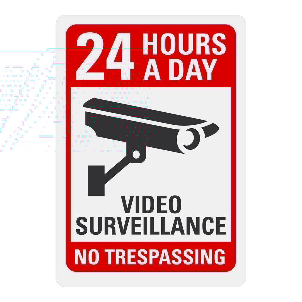 Lavex 10" x 7" Non-Reflective Plastic "24 Hours A Day / Video Surveillance / No Trespassing" Sign With Symbol