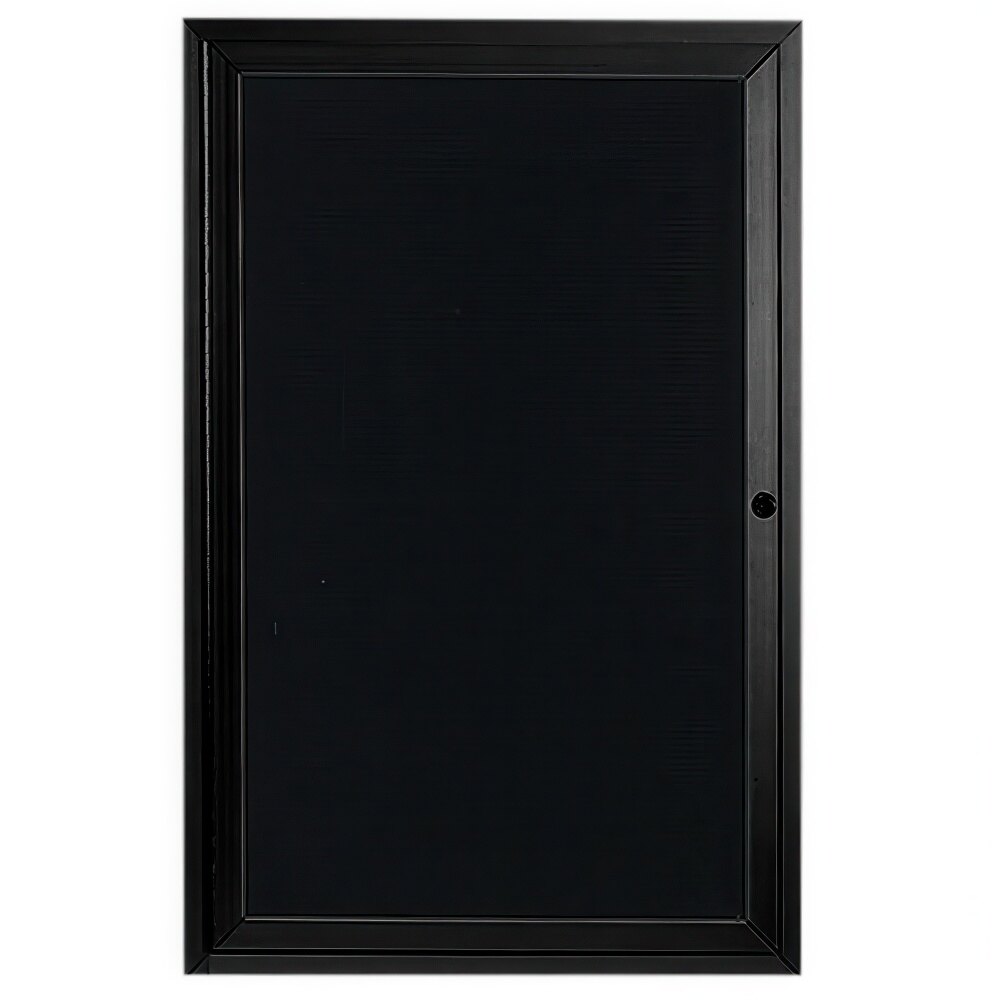 Aarco OADC2412BK 24" x 12" Enclosed Hinged Locking 1 Door Powder Coated Black Aluminum Outdoor Directory Board with Black Letter Board