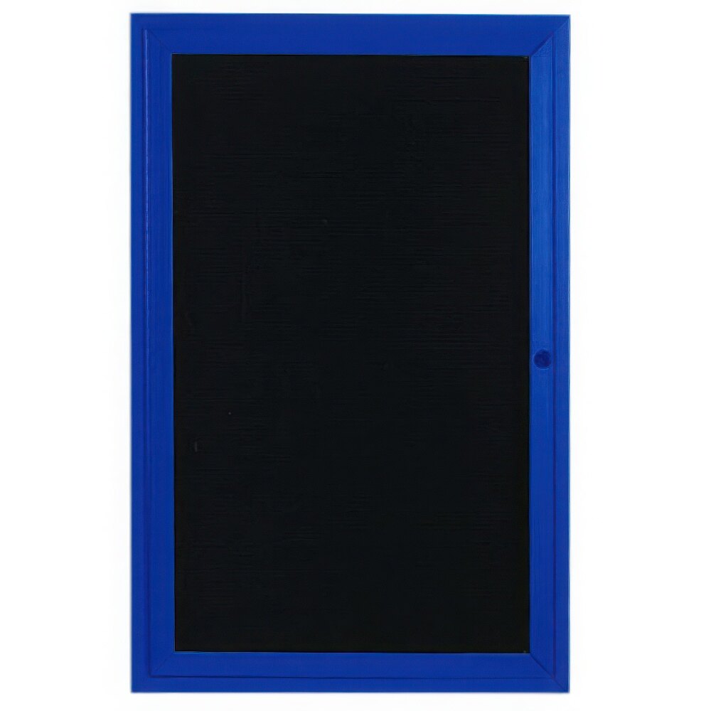 Aarco OADC2418B 24" x 18" Enclosed Hinged Locking 1 Door Powder Coated Blue Aluminum Outdoor Directory Board with Black Letter Board