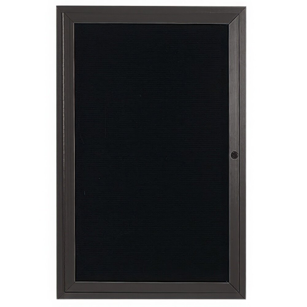 Aarco OADC2412BA 24" x 12" Enclosed Hinged Locking 1 Door Bronze Anodized Aluminum Outdoor Directory Board with Black Letter Board