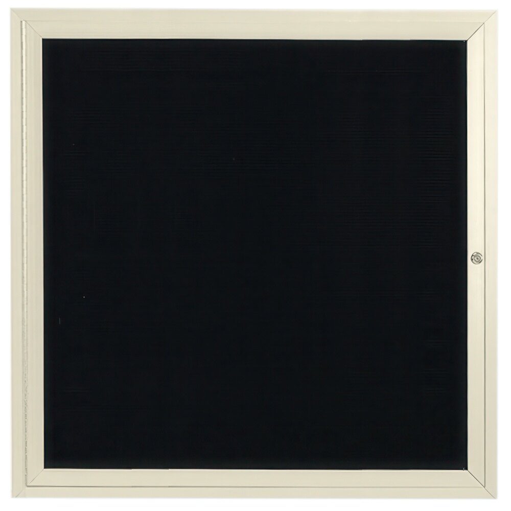 Aarco ADC3636IV 36" x 36" Enclosed Hinged Locking 1 Door Powder Coated Ivory Aluminum Indoor Message Center with Black Letter Board