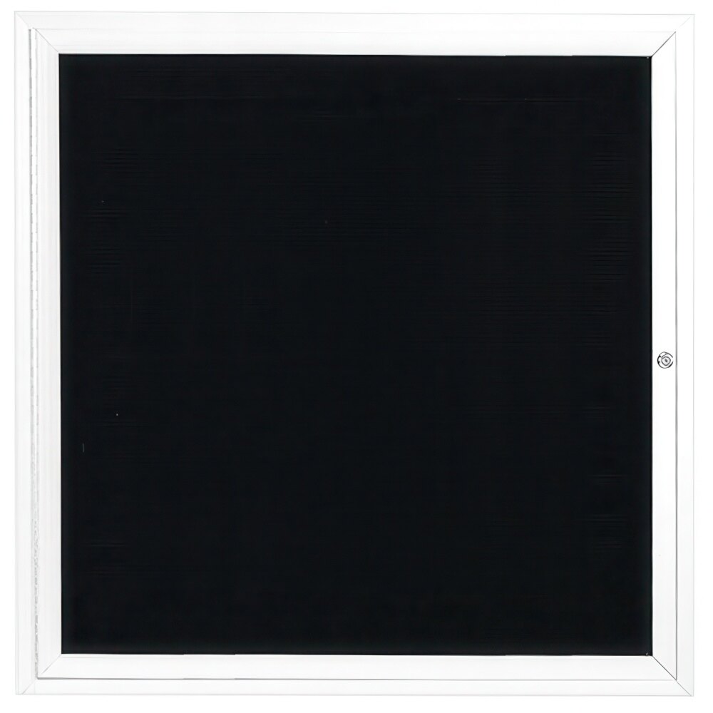 Aarco ADC3636W 36" x 36" Enclosed Hinged Locking 1 Door Powder Coated White Aluminum Indoor Message Center with Black Letter Board