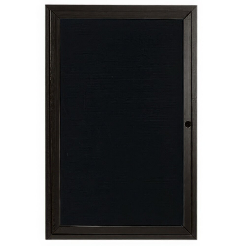 Aarco OADC2418BK 24" x 18" Enclosed Hinged Locking 1 Door Powder Coated Black Aluminum Outdoor Directory Board with Black Letter Board