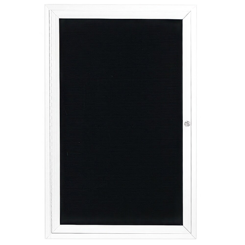 Aarco OADC3624W 36" x 24" Enclosed Hinged Locking 1 Door Powder Coated White Aluminum Outdoor Directory Board with Black Letter Board