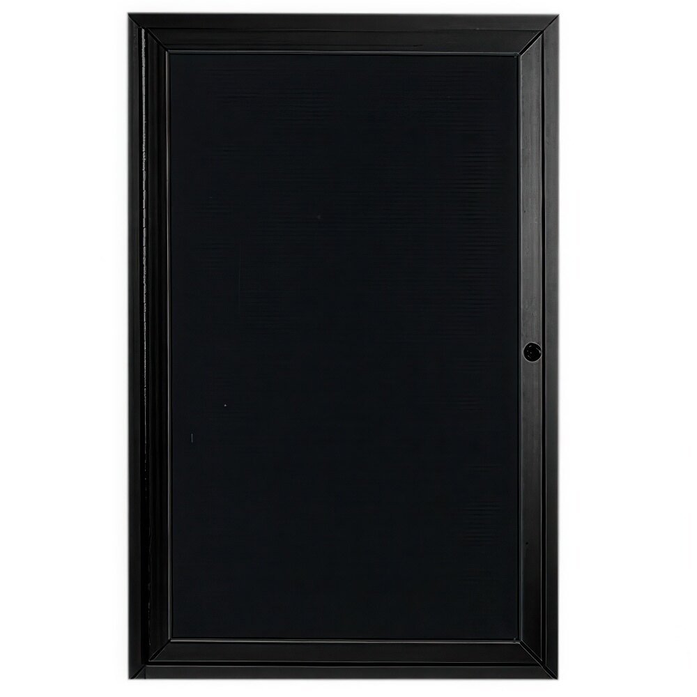 Aarco ADC3624BK 36" x 24" Enclosed Hinged Locking 1 Door Powder Coated Black Aluminum Indoor Message Center with Black Letter Board