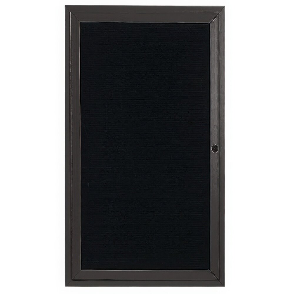 Aarco OADC3612BA 36" x 12" Enclosed Hinged Locking 1 Door Bronze Anodized Aluminum Outdoor Directory Board with Black Letter Board