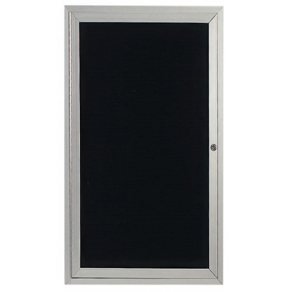 Aarco OADC3612 36" x 12" Enclosed Hinged Locking 1 Door Satin Anodized Finish Aluminum Outdoor Directory Board with Black Letter Board