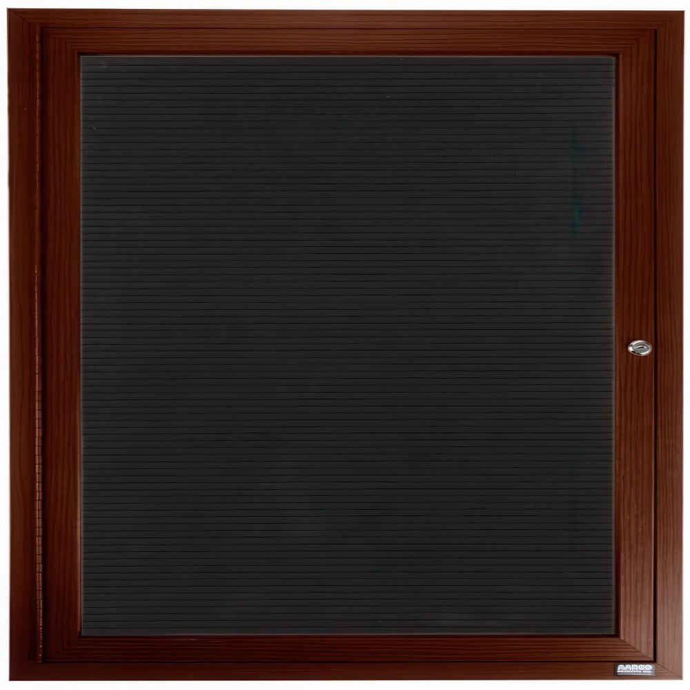 Aarco ADCWW3636R 36" x 36" Enclosed Hinged Locking 1 Door Walnut Finish Aluminum Indoor Directory Board with Felt Rear Panel
