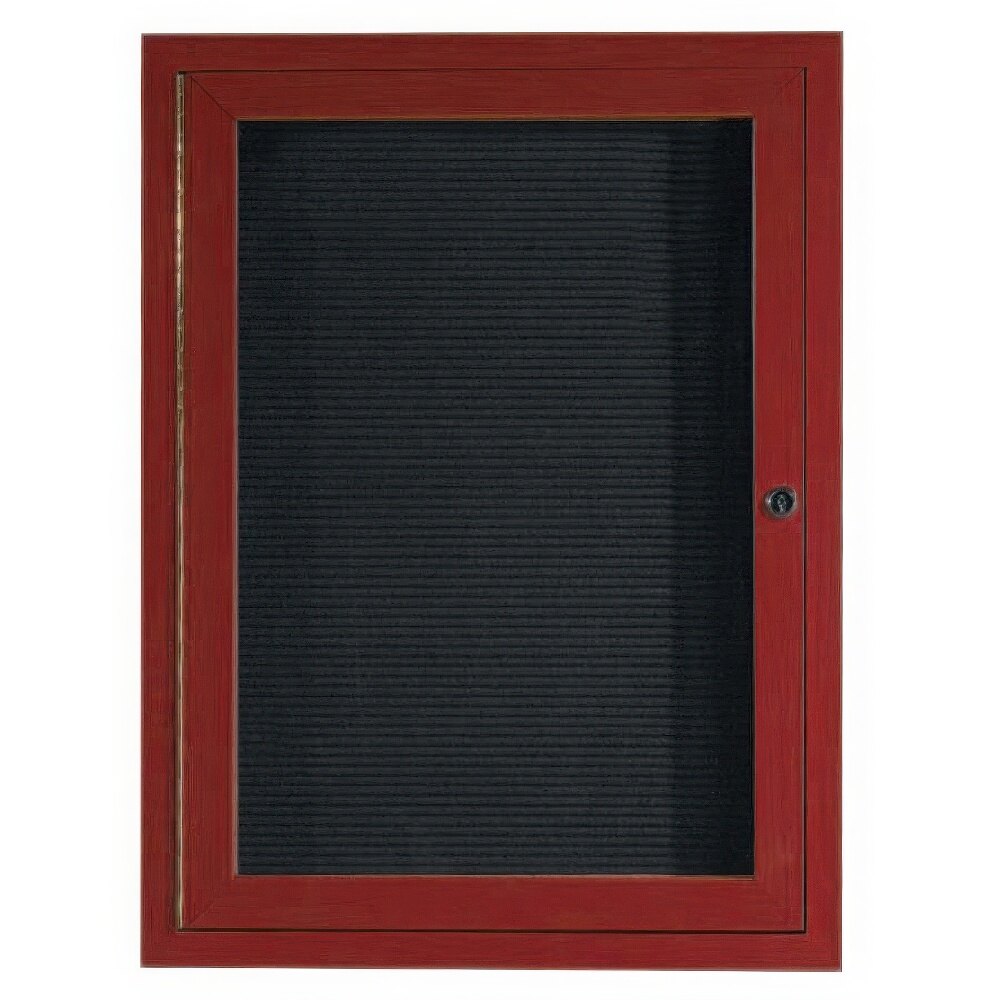 Aarco ADCW3624R 36" x 24" Enclosed Hinged Locking 1 Door Cherry Finish Aluminum Indoor Directory Board with Felt Rear Panel