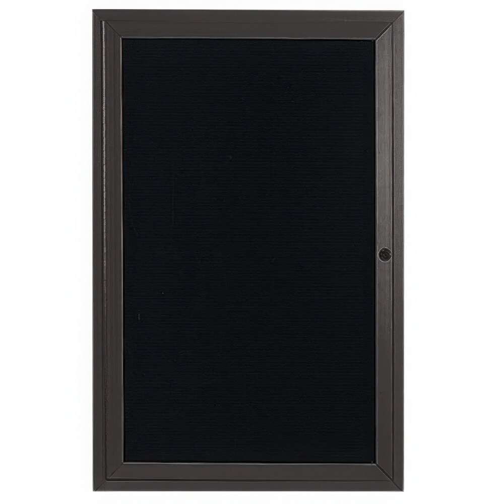 Aarco ADC3624BA 36" x 24" Enclosed Hinged Locking 1 Door Bronze Anodized Aluminum Indoor Message Center with Black Letter Board