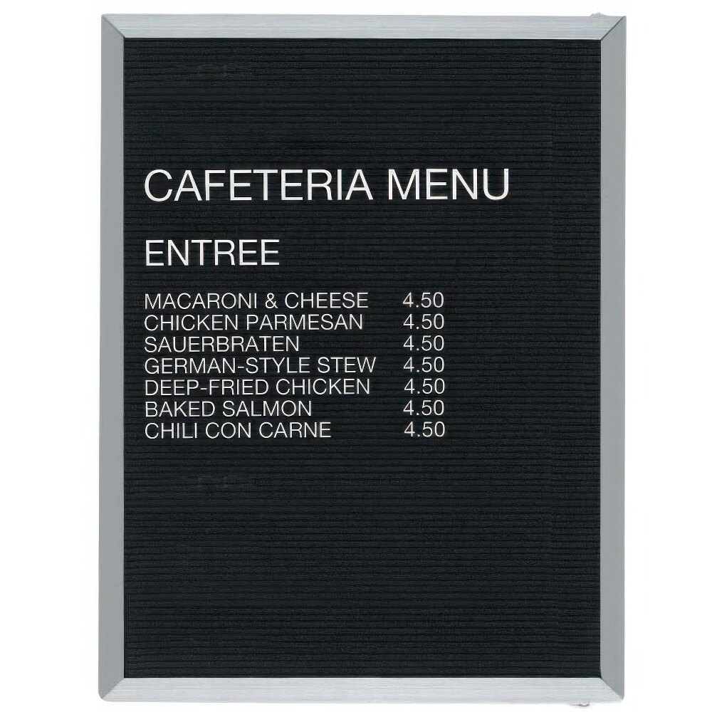 Aarco BOFD3630L 36" x 30" Black Felt Open Face Vertical Indoor Message Board with Aluminum Frame and 3/4" Letters