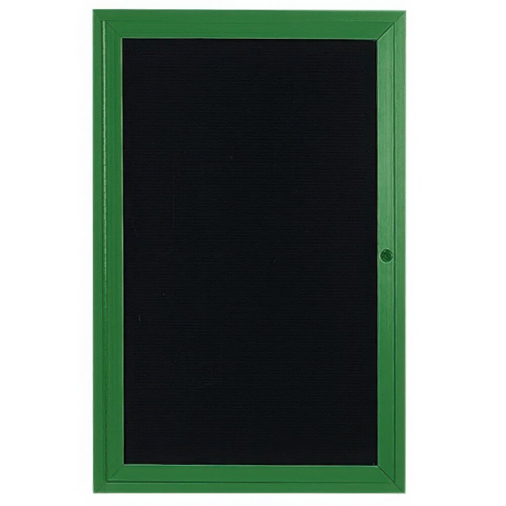 Aarco OADC2412G 24" x 12" Enclosed Hinged Locking 1 Door Powder Coated Green Aluminum Outdoor Directory Board with Black Letter Board