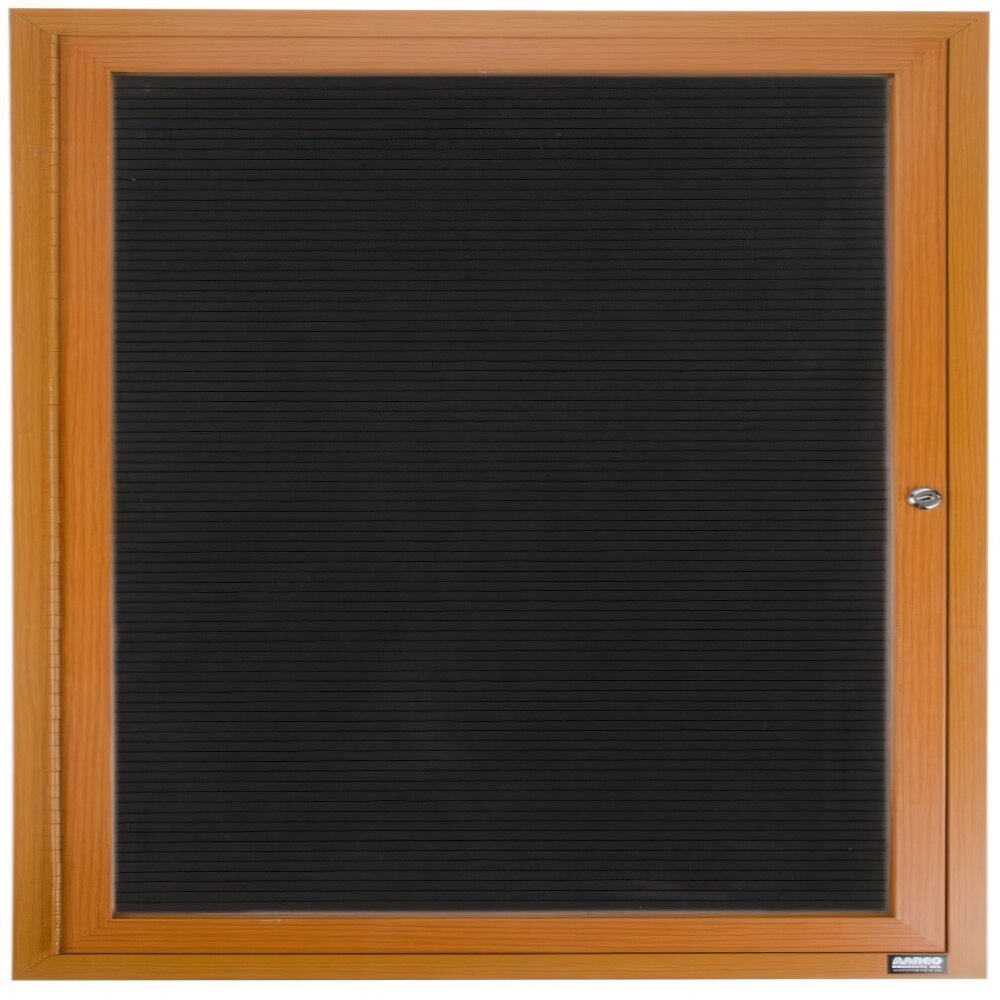Aarco ADCO3636R 36" x 36" Enclosed Hinged Locking 1 Door Oak Finish Aluminum Indoor Directory Board with Felt Rear Panel