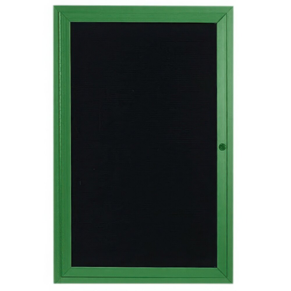 Aarco OADC2418G 24" x 18" Enclosed Hinged Locking 1 Door Powder Coated Green Aluminum Outdoor Directory Board with Black Letter Board