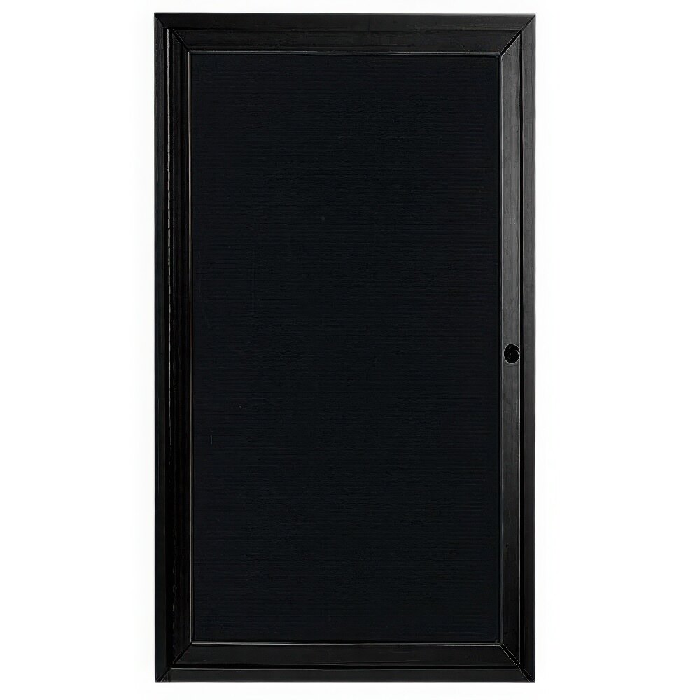 Aarco OADC3612BK 36" x 12" Enclosed Hinged Locking 1 Door Powder Coated Black Aluminum Outdoor Directory Board with Black Letter Board