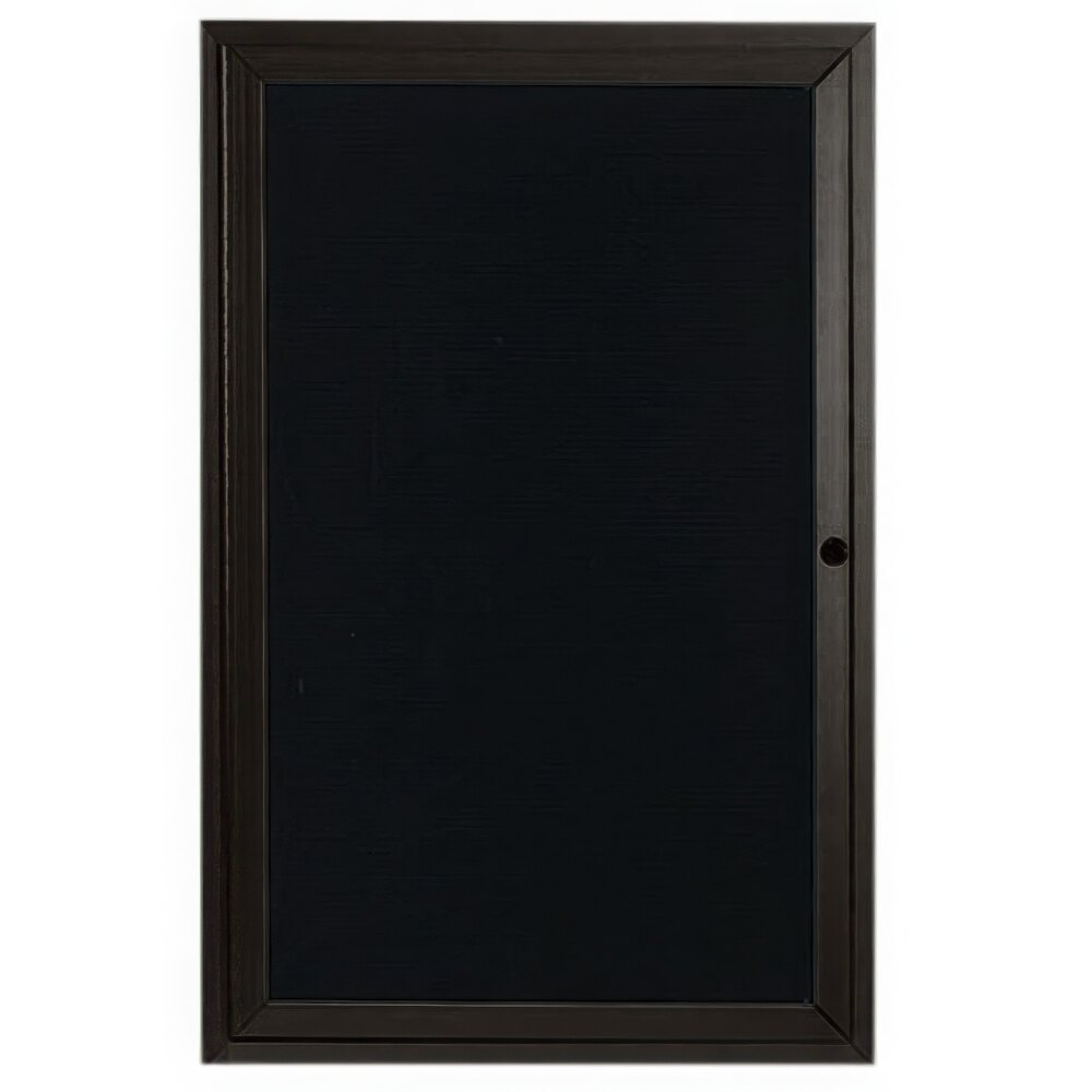 Aarco OADC3630BK 36" x 30" Enclosed Hinged Locking 1 Door Powder Coated Black Aluminum Outdoor Directory Board with Black Letter Board