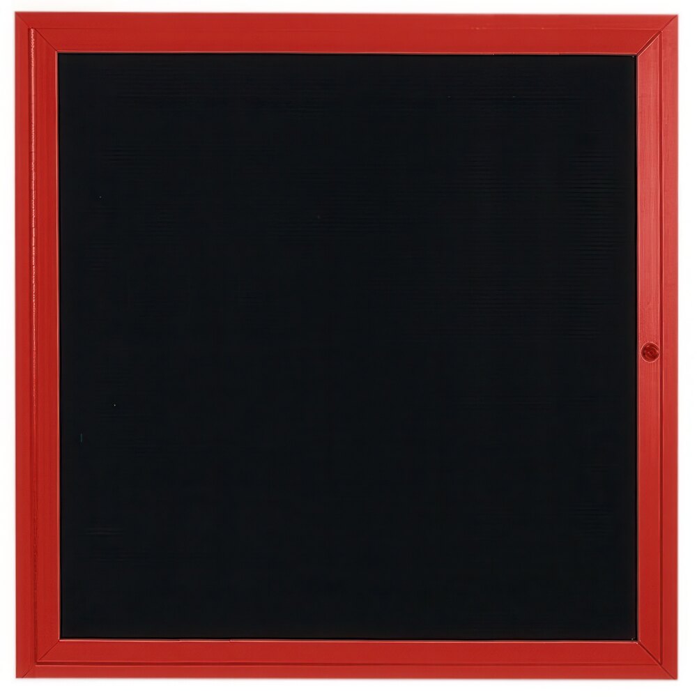 Aarco OADC3636R 36" x 36" Enclosed Hinged Locking 1 Door Powder Coated Red Aluminum Outdoor Directory Board with Black Letter Board
