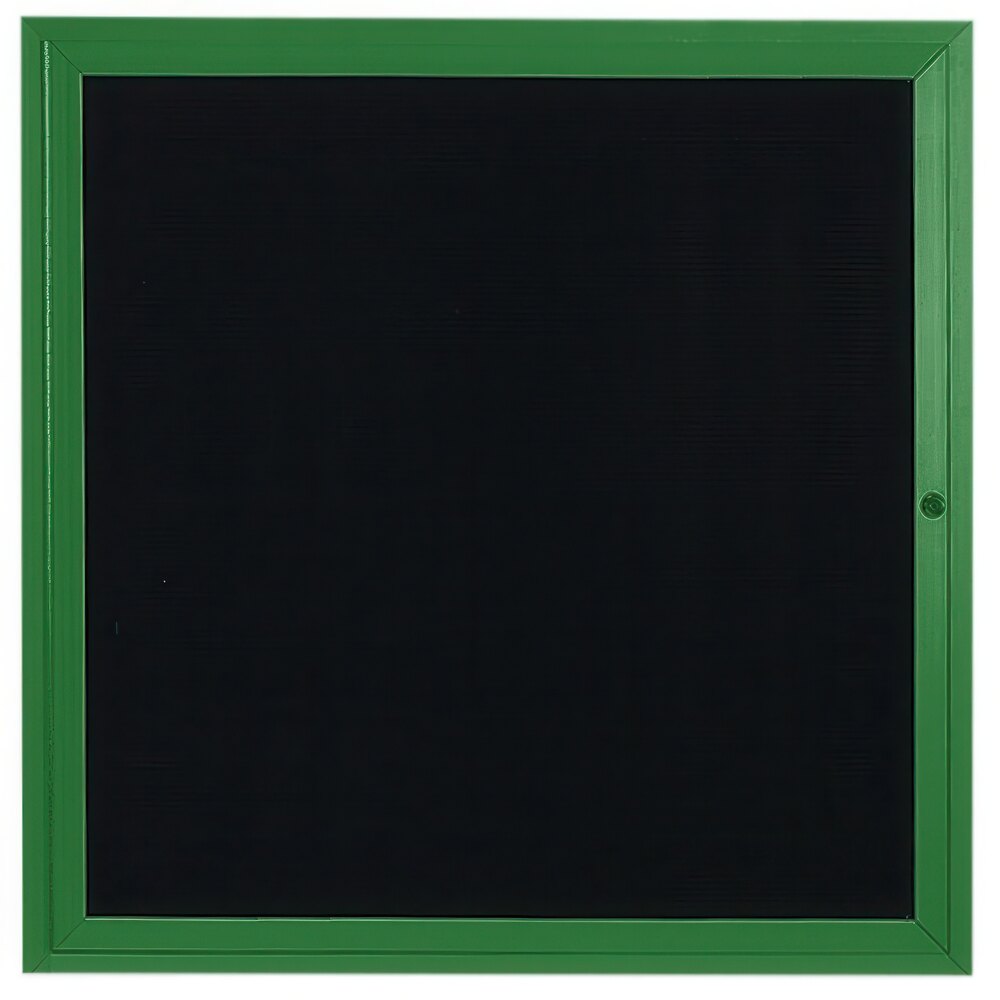 Aarco OADC3636G 36" x 36" Enclosed Hinged Locking 1 Door Powder Coated Green Aluminum Outdoor Directory Board with Black Letter Board