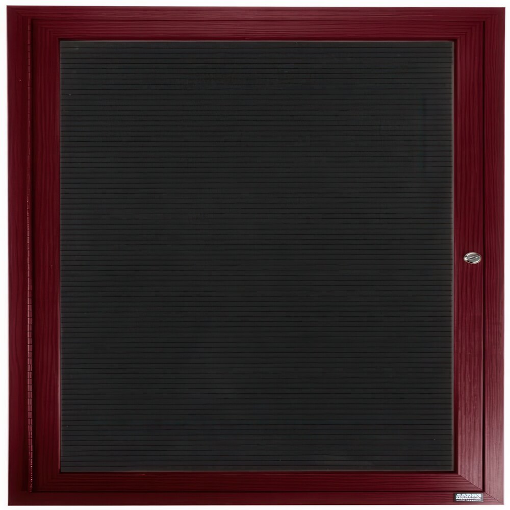 Aarco OADCW3636R 36" x 36" Enclosed Hinged Locking 1 Door Aluminum with Powder Coated Cherry Finish Outdoor Directory Board with Black Vinyl Letter Board
