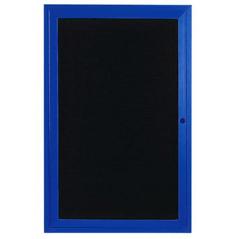 Aarco OADC4836B 48" x 36" Enclosed Hinged Locking 1 Door Powder Coated Blue Aluminum Outdoor Directory Board with Black Letter Board