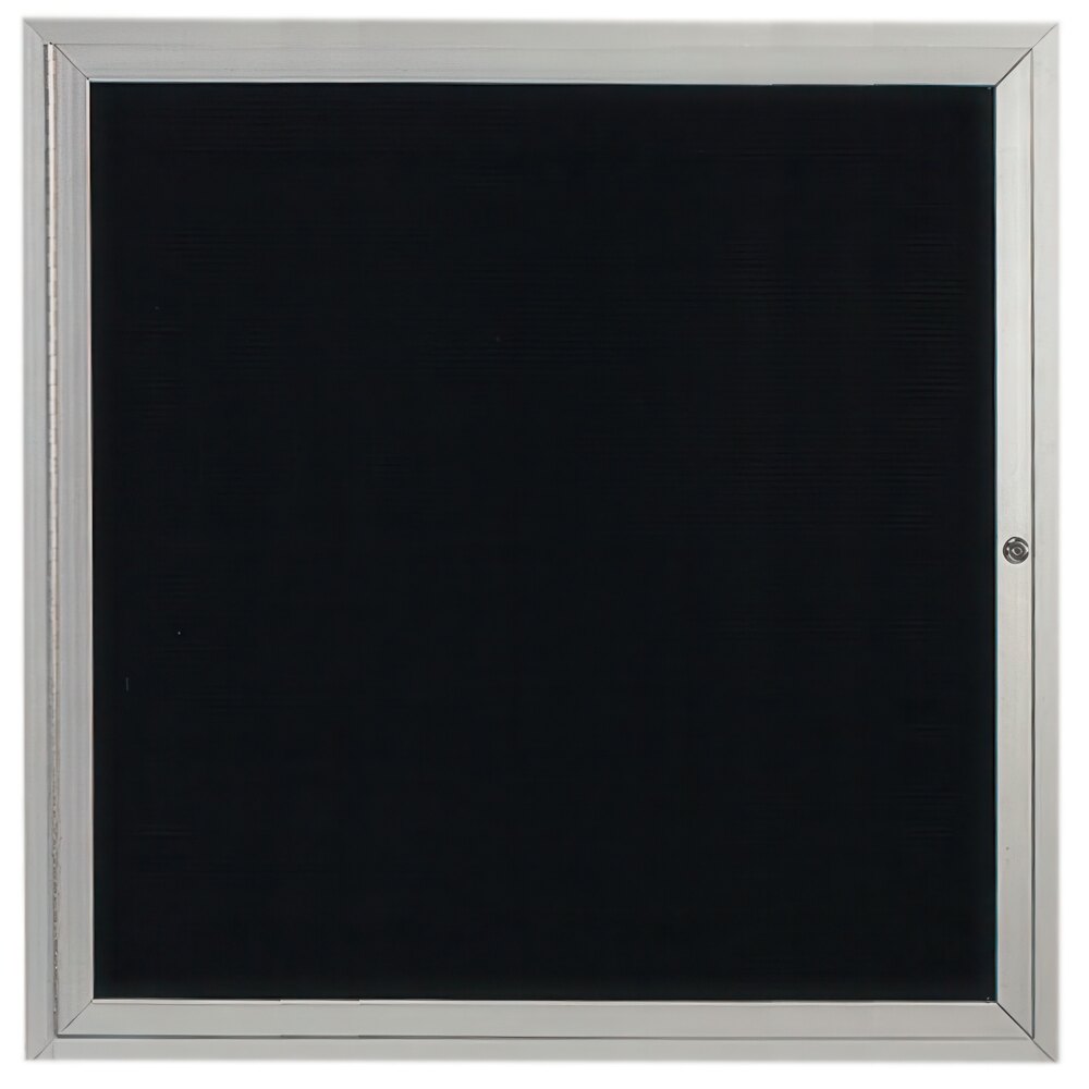 Aarco OADC3636 36" x 36" Enclosed Hinged Locking 1 Door Satin Anodized Finish Aluminum Outdoor Directory Board with Black Letter Board