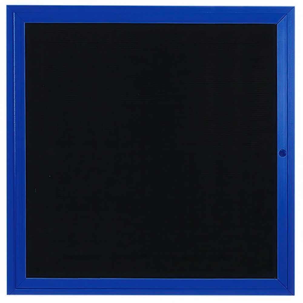 Aarco OADC3636B 36" x 36" Enclosed Hinged Locking 1 Door Powder Coated Blue Aluminum Outdoor Directory Board with Black Letter Board