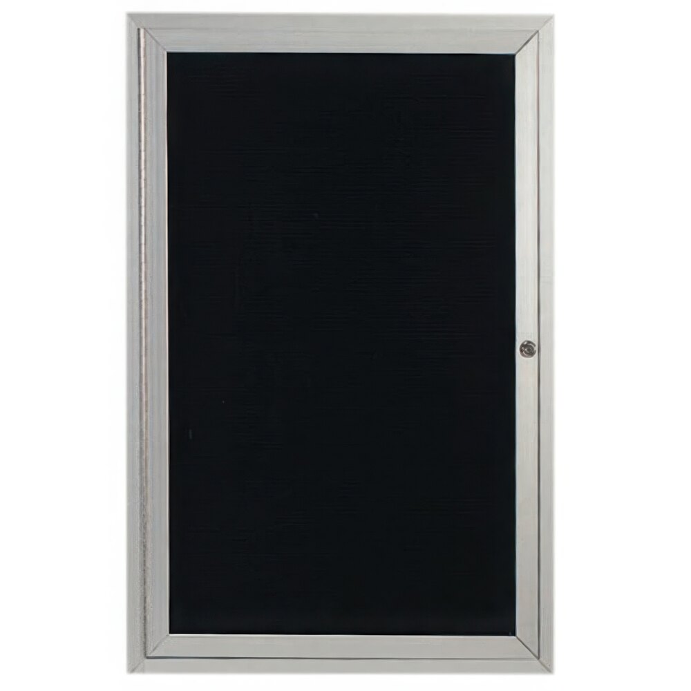 Aarco OADC3630 36" x 30" Enclosed Hinged Locking 1 Door Satin Anodized Finish Aluminum Outdoor Directory Board with Black Letter Board