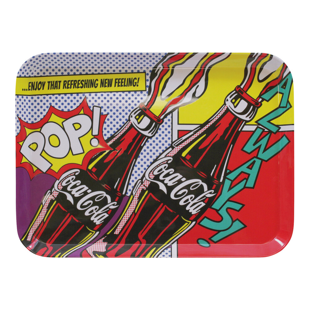 Tablecraft 15" x 11" Rectangular Coca-Cola® Pop Art Graphic Melamine Tray CC390