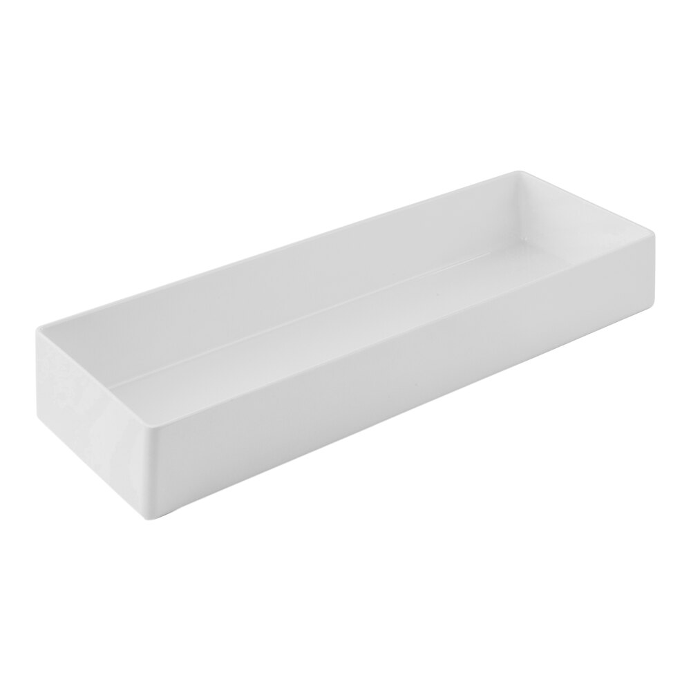 Tablecraft Simple Solutions Half Size Long 3" Deep 5 qt. White Melamine Straight Sided Bowl 12098