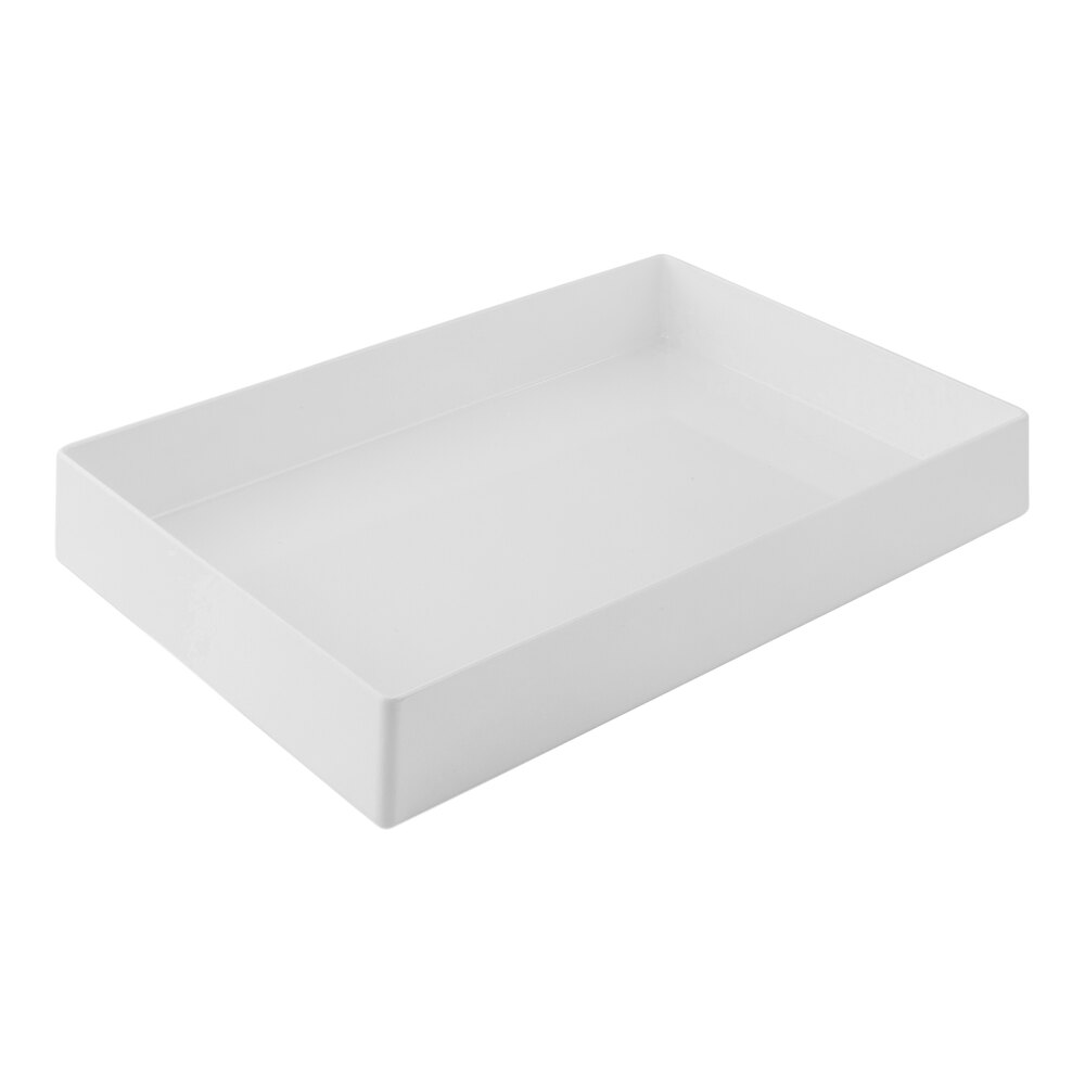 Tablecraft Simple Solutions Full Size 3" Deep 10 Qt. White Melamine Straight Sided Bowl 12096