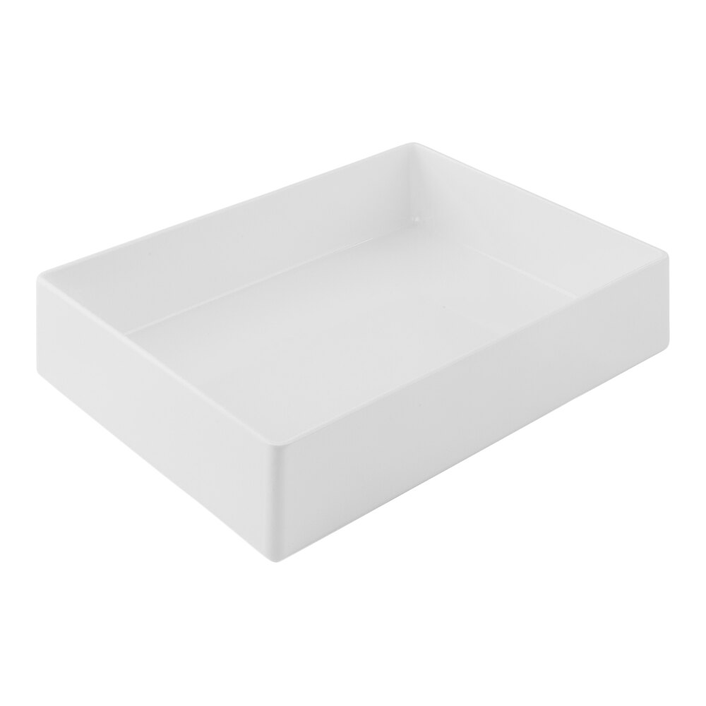 Tablecraft Simple Solutions Half Size 3" Deep 5.25 qt. White Melamine Straight Sided Bowl 12097
