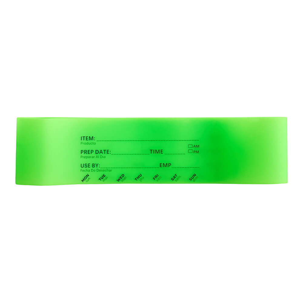 Choice Green 1/6 Size Write-On Food Pan Band
