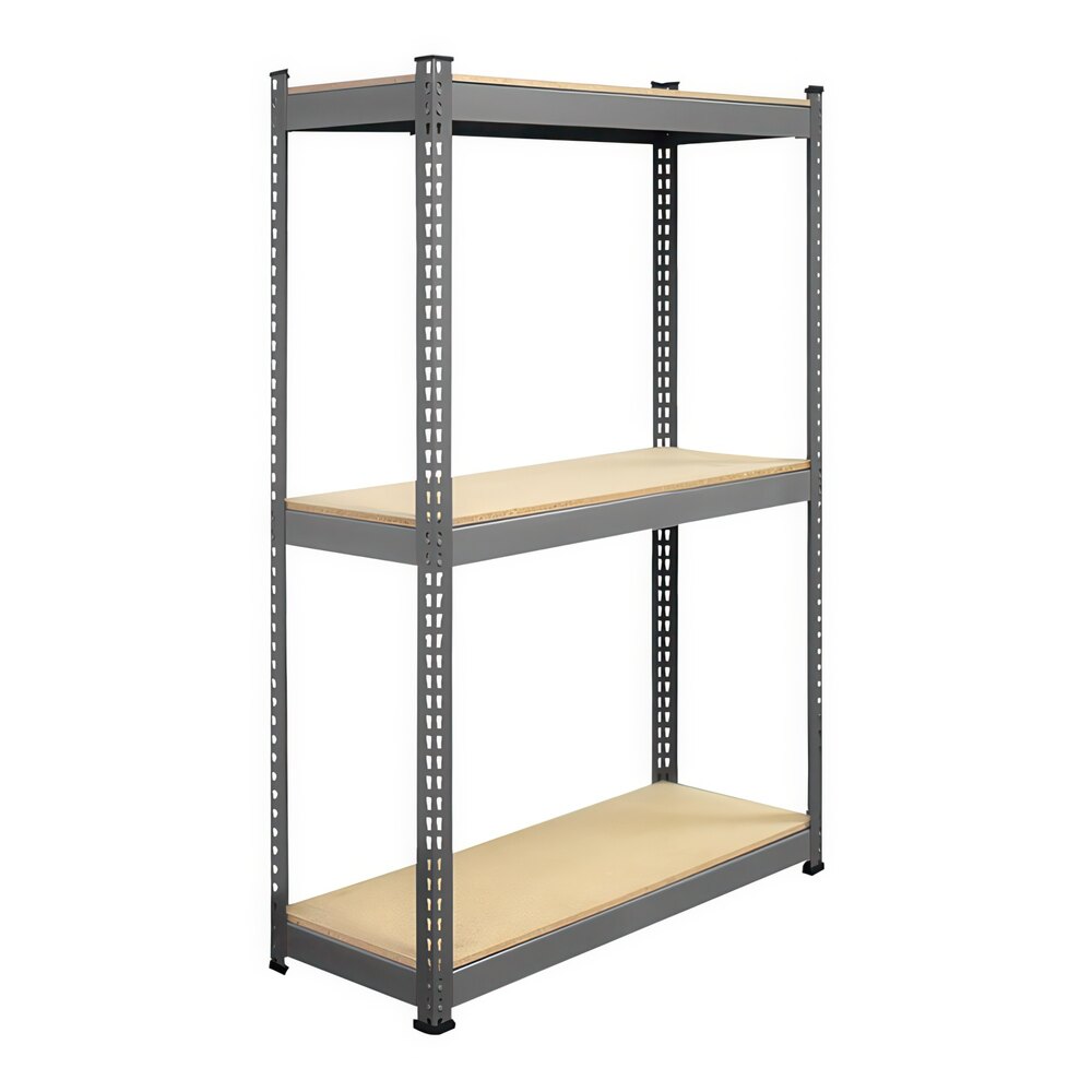 Interlake Mecalux 96" x 36" x 72" Gray Heavy-Duty Rivet Shelving with Wooden Panels U0207701