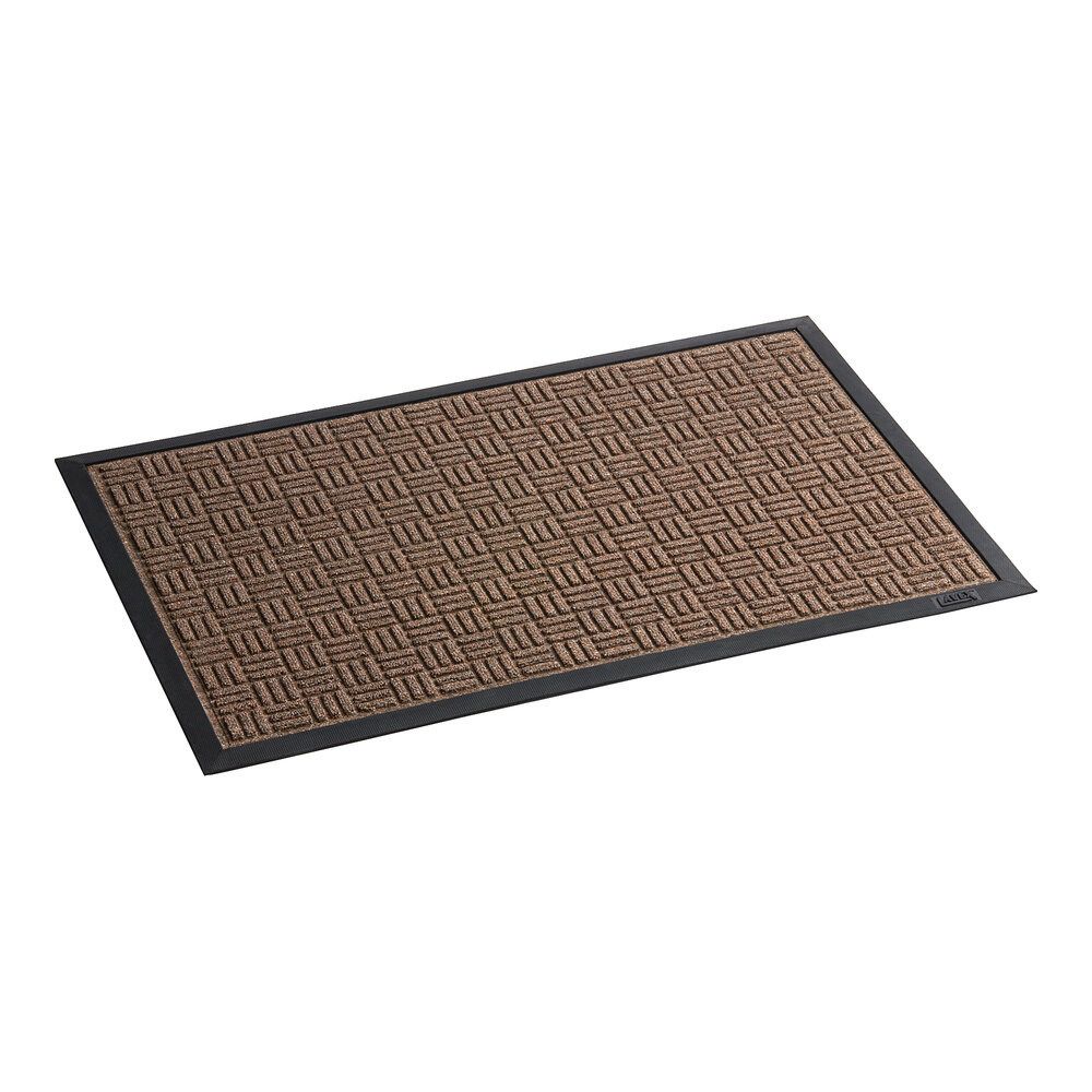 Lavex Water Absorbent 2' x 3' Brown Parquet Indoor Entrance Mat - 3/8" Thick