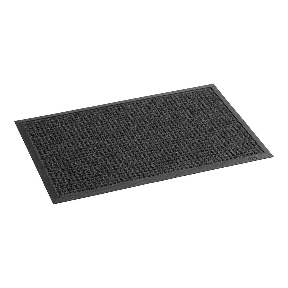Lavex Water Absorbent 2' x 3' Black Waffle Indoor Entrance Mat - 3/8" Thick