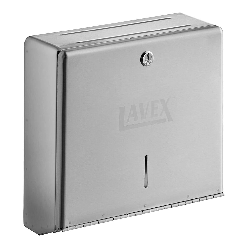 Lavex Stainless Steel C-Fold / Multifold Surface-Mounted Mini Paper Towel Dispenser