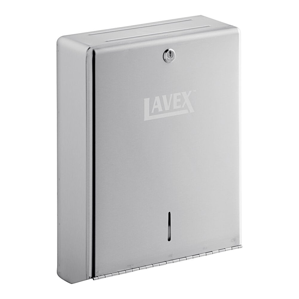Lavex Stainless Steel High-Capacity C-Fold / Multifold Surface-Mounted Paper Towel Dispenser