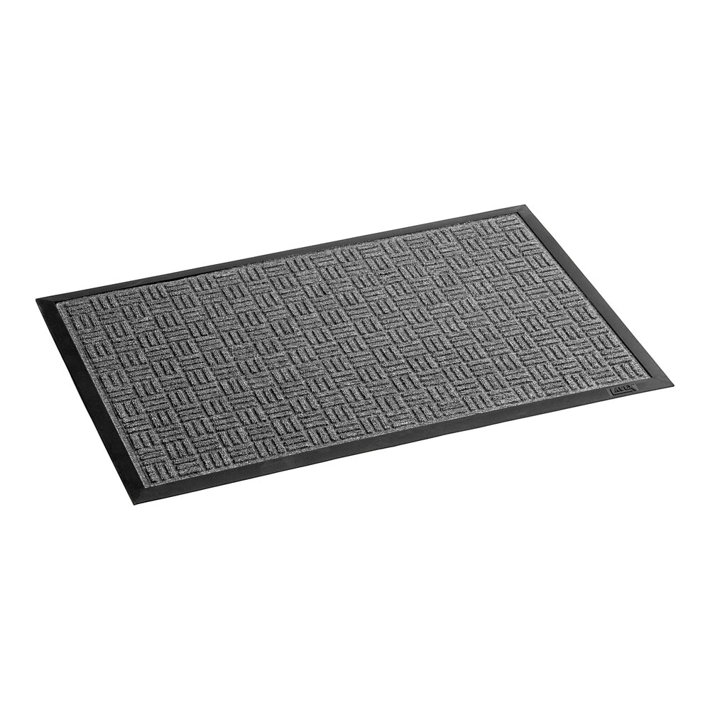 Lavex Water Absorbent 2' x 3' Gray Parquet Indoor Entrance Mat - 3/8" Thick
