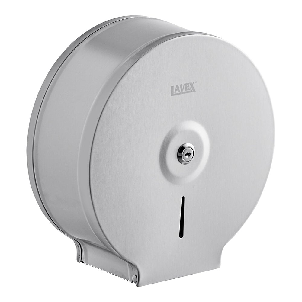 Lavex Stainless Steel Surface-Mounted Jumbo Single-Roll Toilet Tissue Dispenser