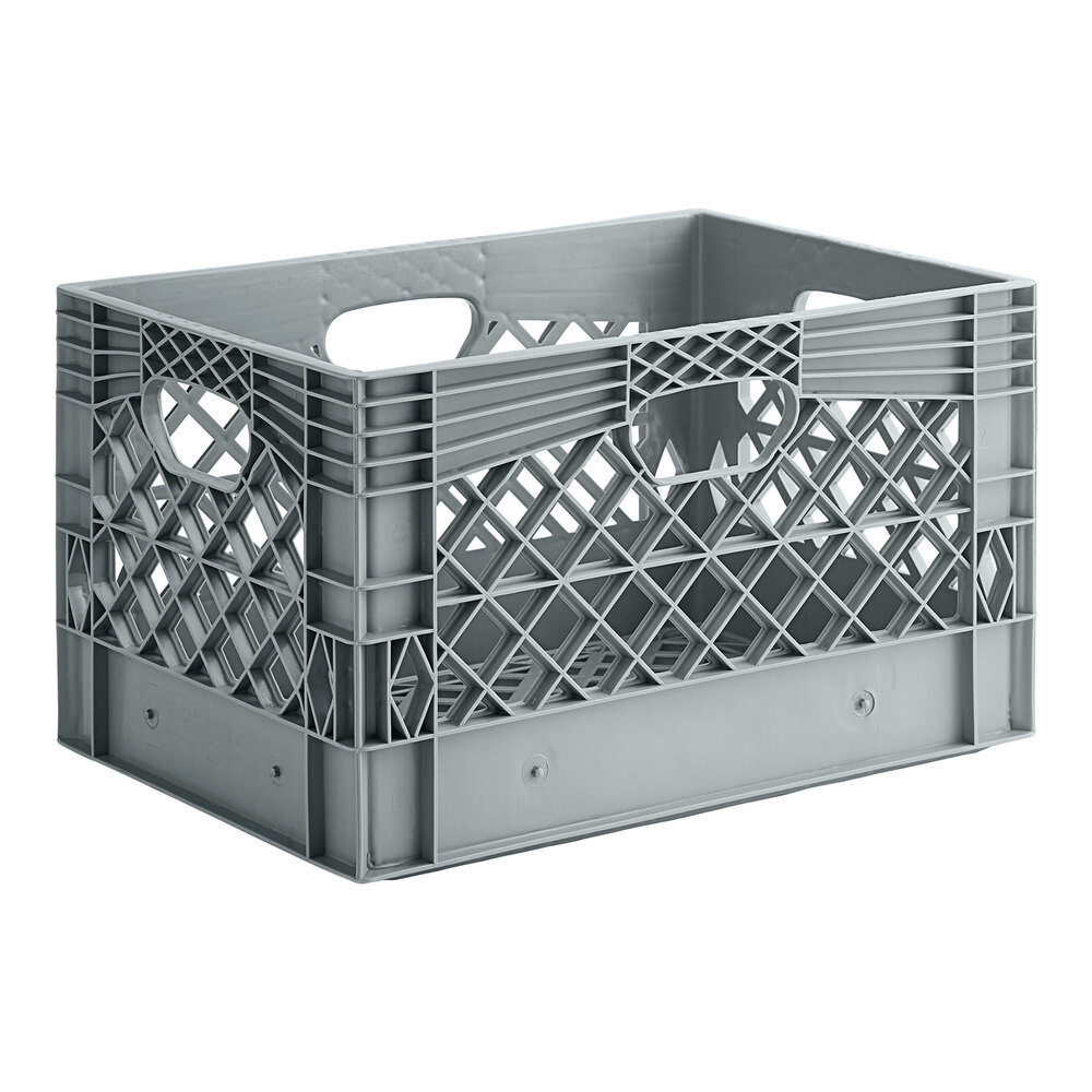 Grey 24 Qt. Rectangular Milk Crate - 18 3/4" x 13" x 11"