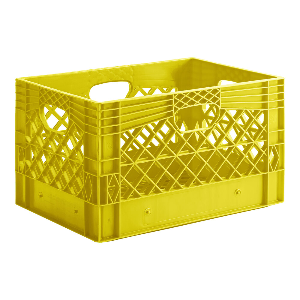 Yellow 24 Qt. Rectangular Milk Crate - 18 3/4" x 13" x 11"