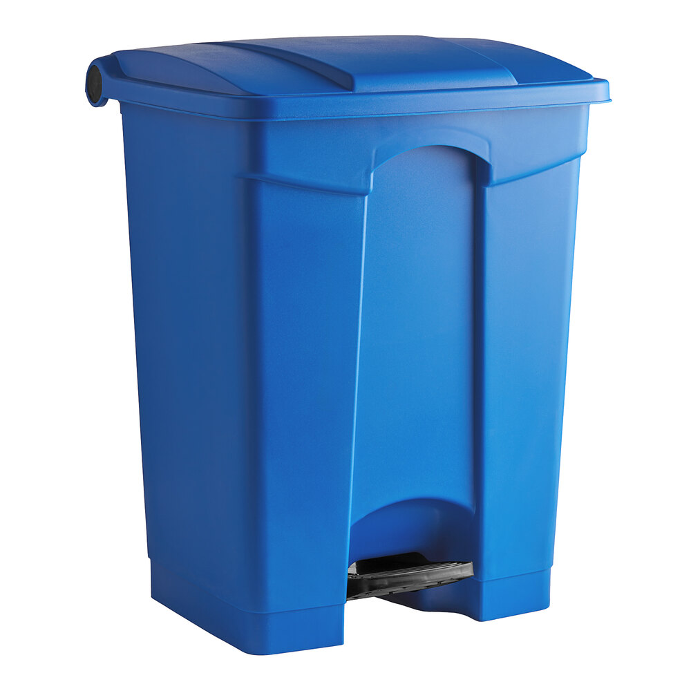 Lavex 72 Qt. / 18 Gallon Blue Rectangular Step-On Trash Can