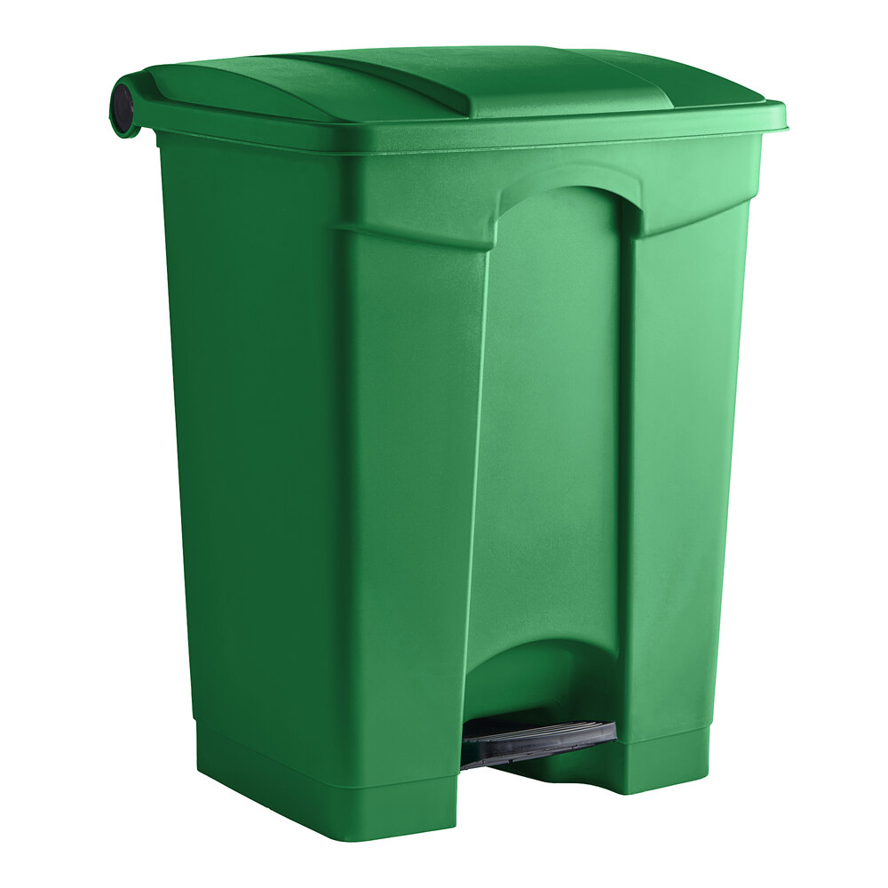 Lavex 72 Qt. / 18 Gallon Green Rectangular Step-On Trash Can