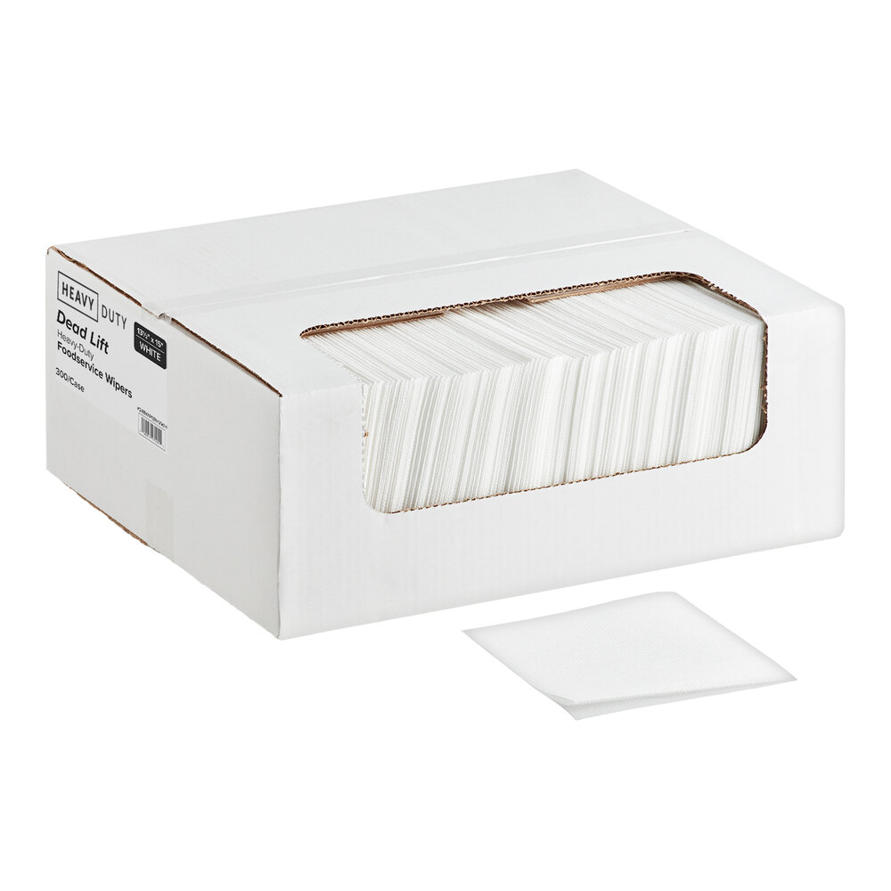 Choice 13 1/2" x 15" Dead Lift White Heavy-Duty Wiper - 300/Case