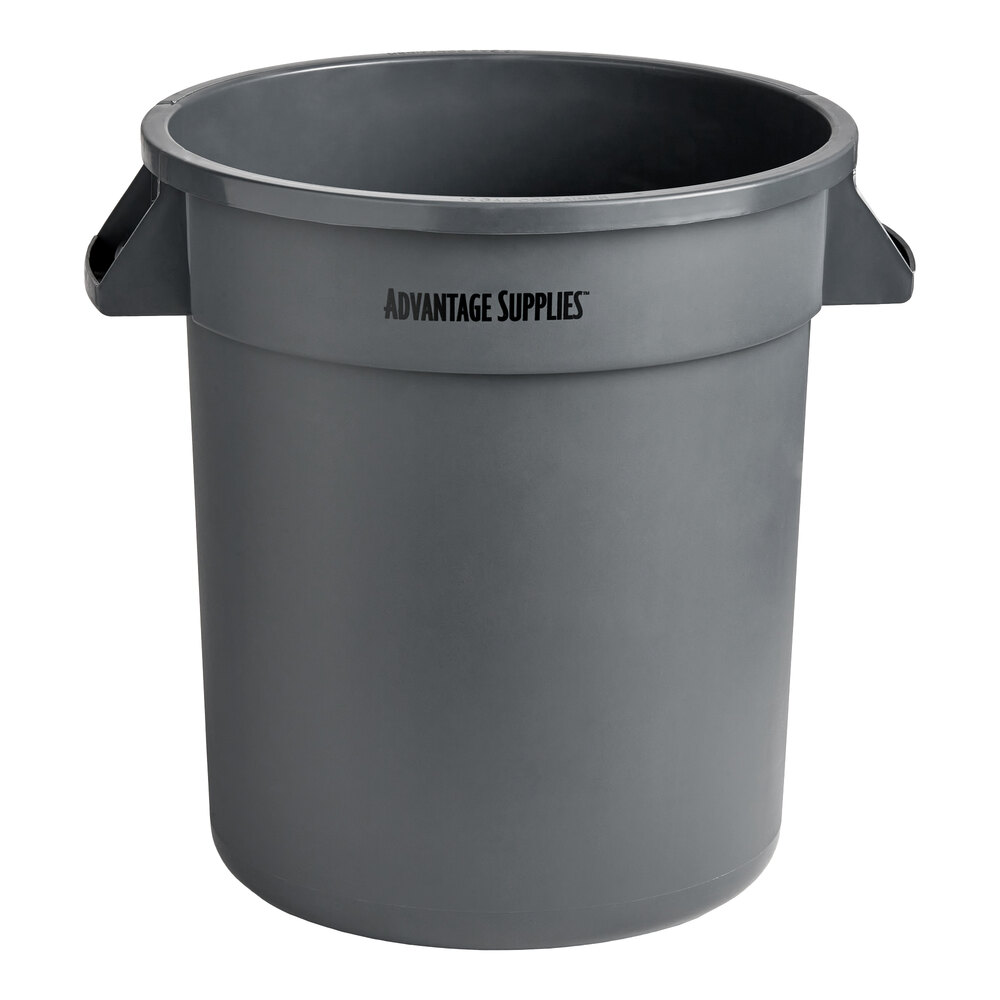 Advantage Supplies 10 Gallon Gray Round Commercial Trash Can