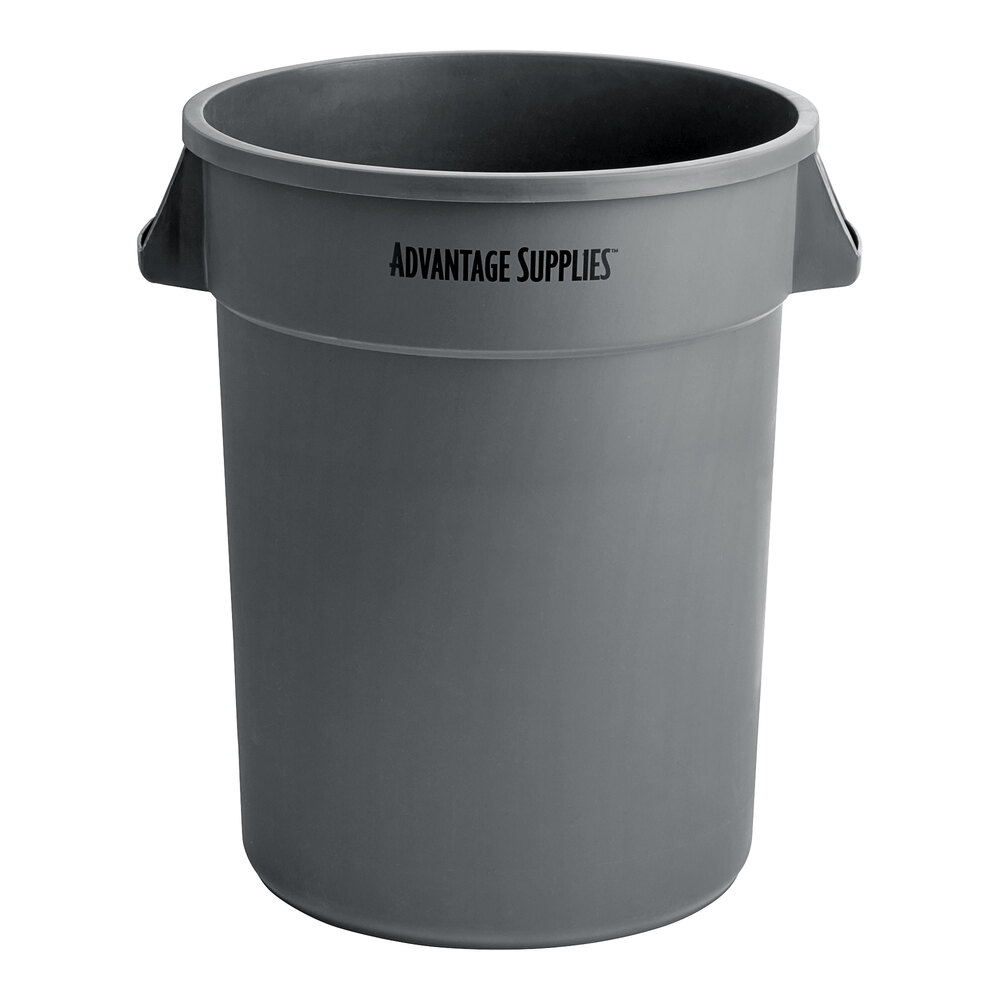 Advantage Supplies 32 Gallon Gray Round Commercial Trash Can