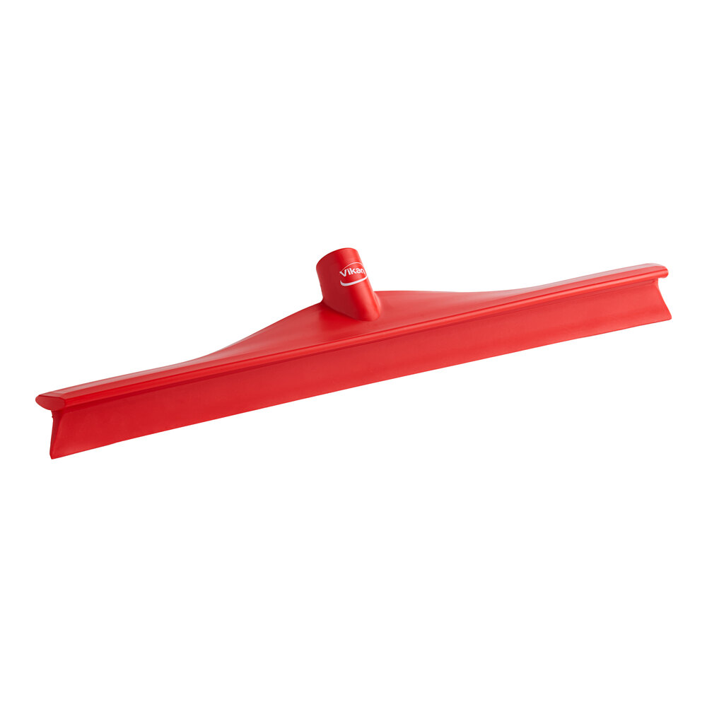 Vikan 71504 19 11/16" Red Ultra-Hygienic Single Blade Rubber Floor Squeegee with Plastic Frame